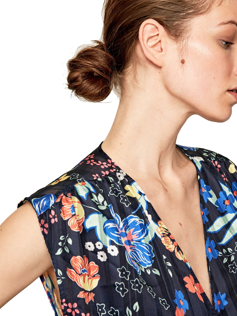 detail Pepe Jeans dámsky tmavomodrý vzorovaný top Amaia