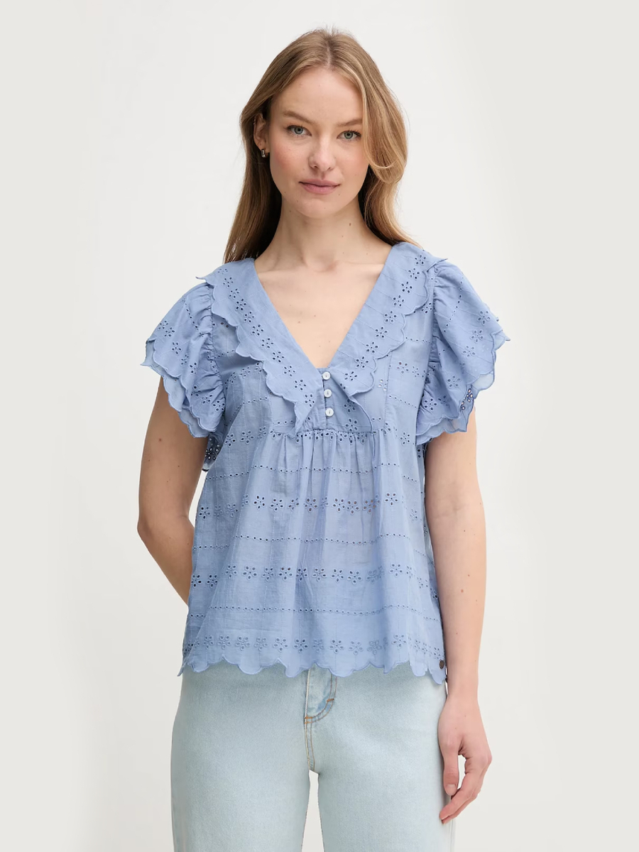 detail Pepe Jeans dámska modrá blúzka Dame