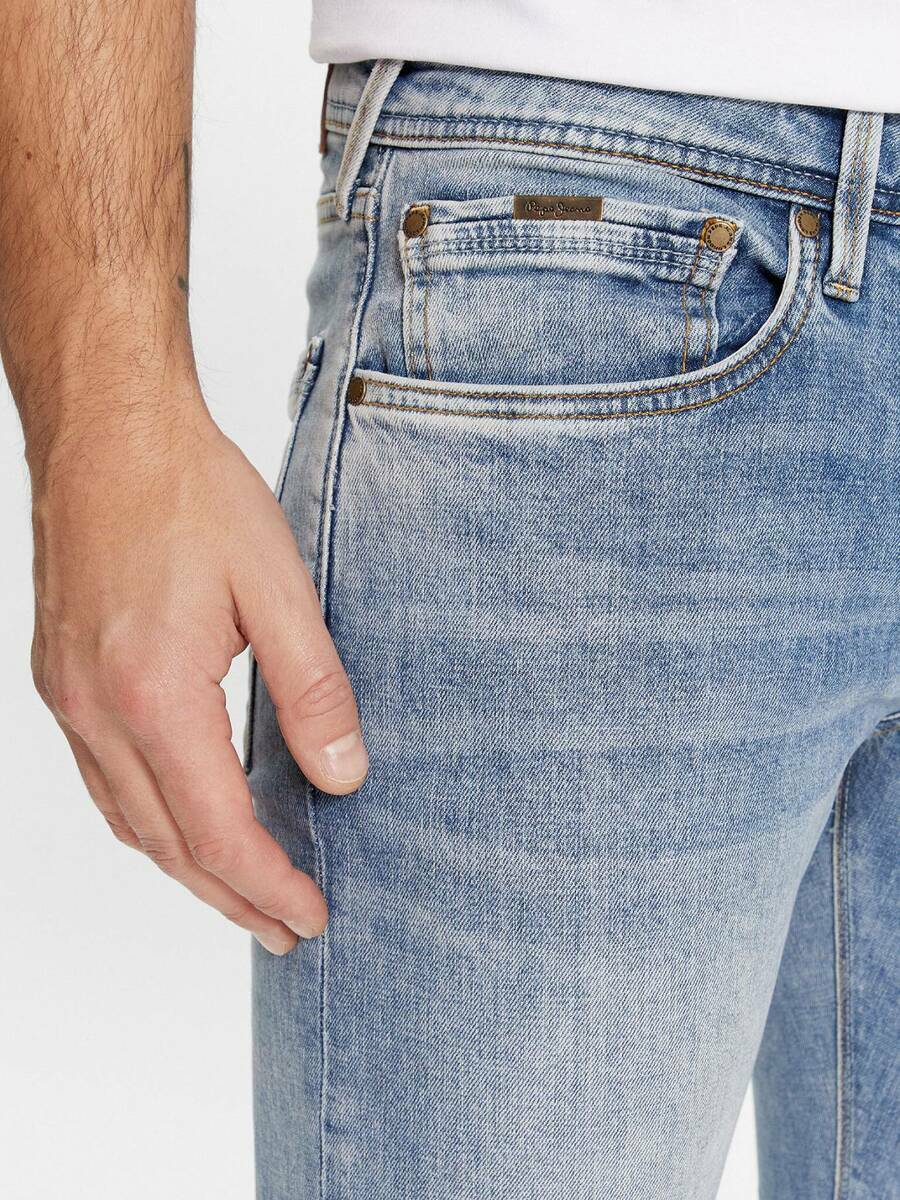 detail Pepe Jeans pánske modré džínsy Tapered