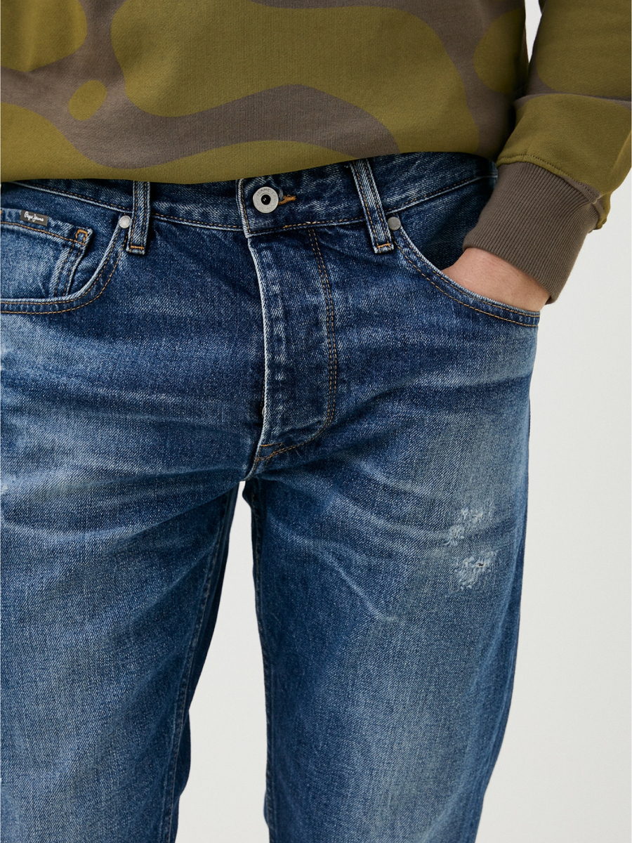 detail Pepe Jeans pánske modré džínsy