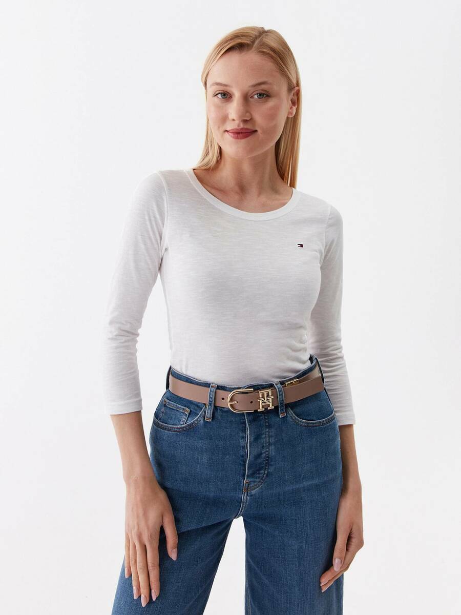 detail Tommy Hilfiger dámske biele tričko Slim