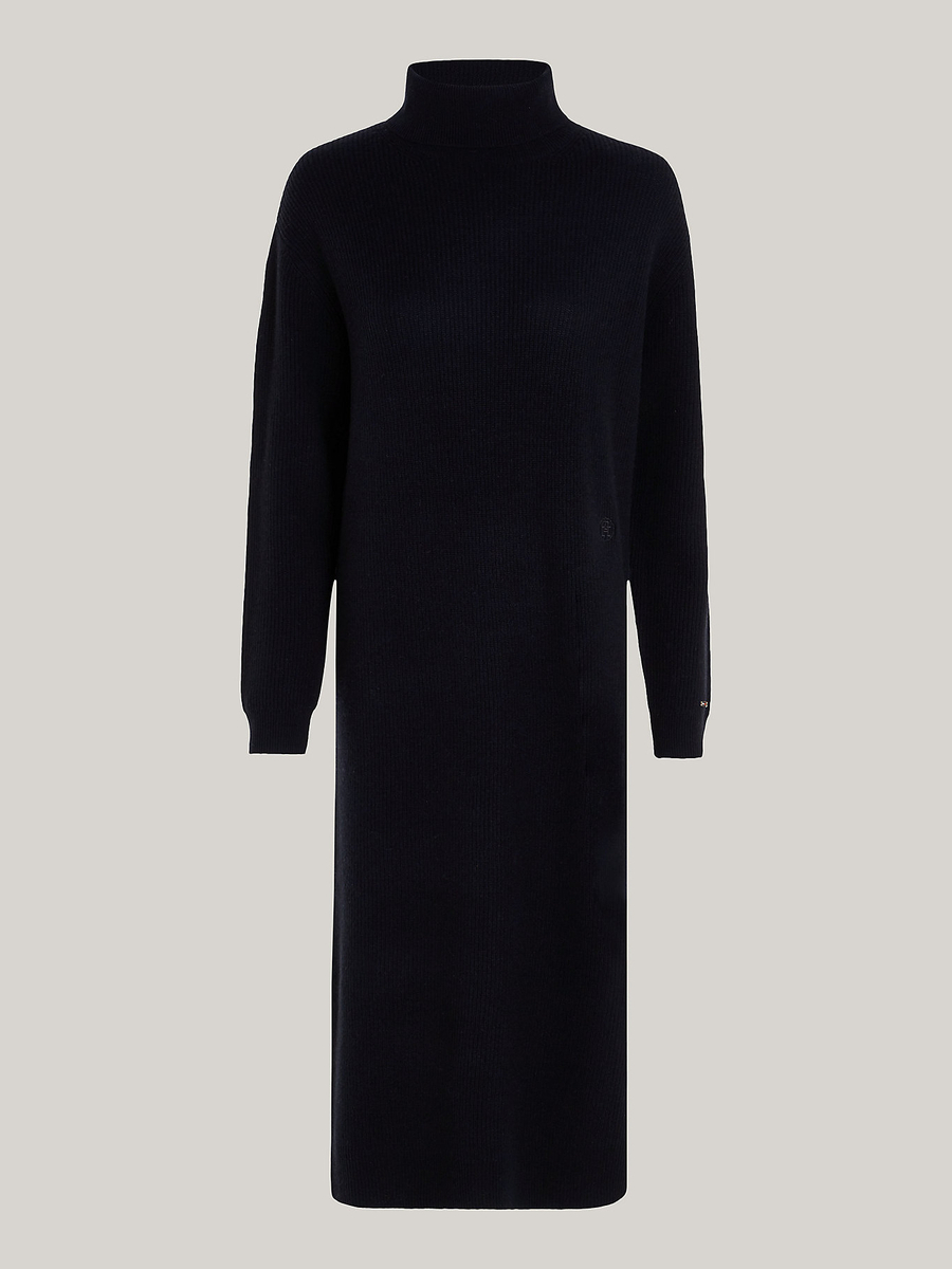 detail Tommy Hilfiger dámske čierne vlnené šaty