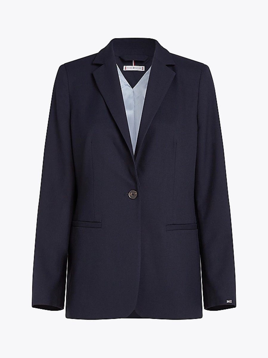 detail Tommy Hilfiger dámske tmavo modré sako