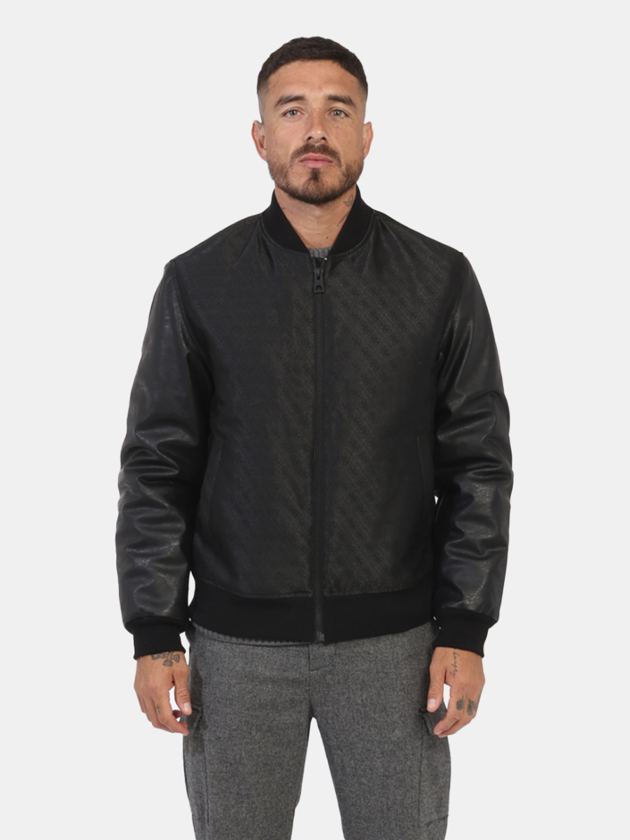 detail Guess pánsky čierny bomber