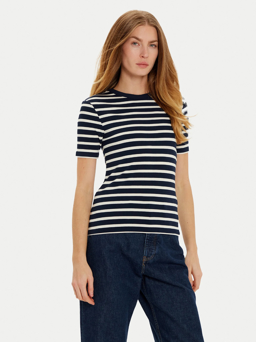 detail Tommy Hilfiger dámske tmavo modré tričko