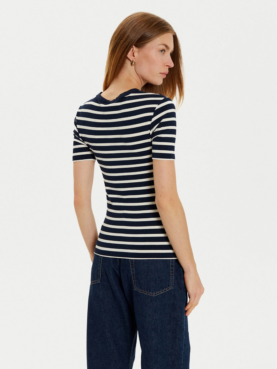 detail Tommy Hilfiger dámske tmavo modré tričko