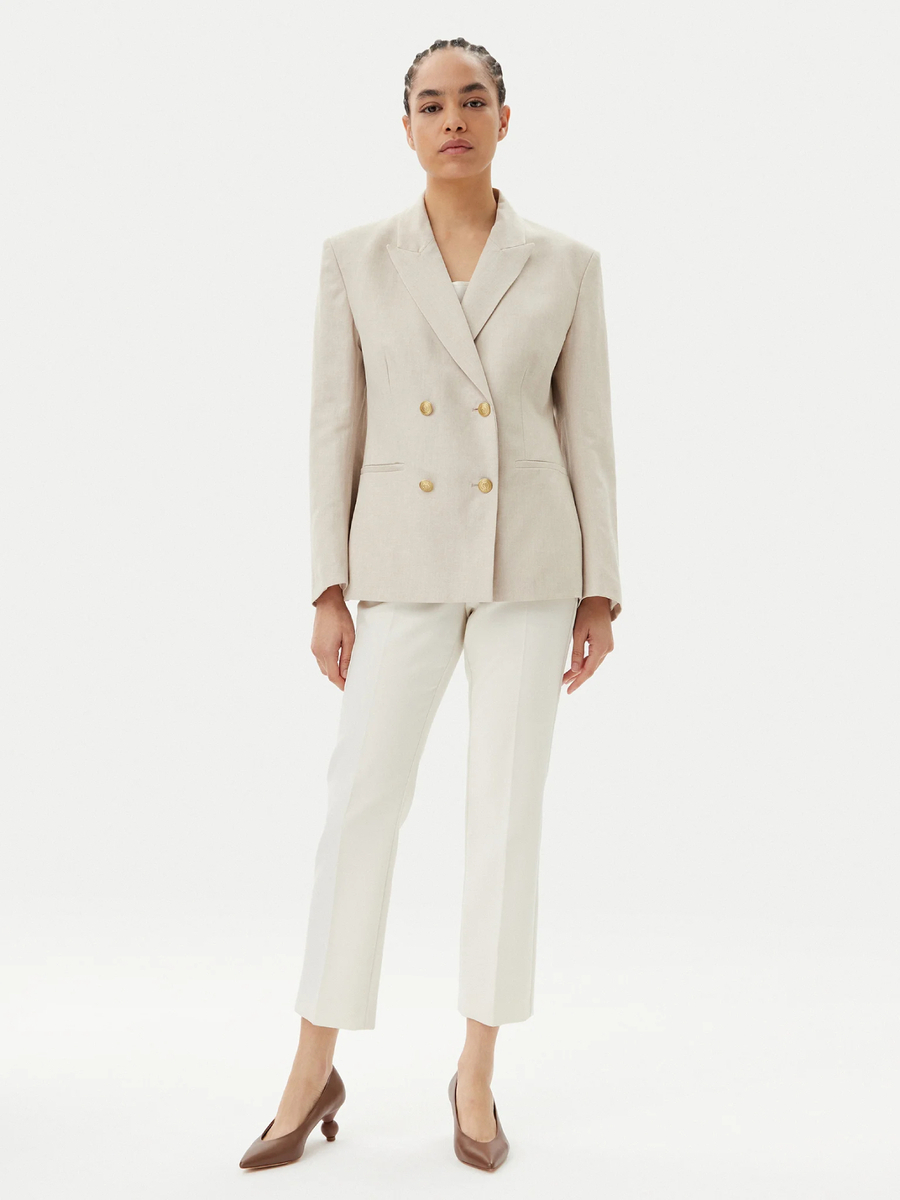 detail Tommy Hilfiger dámske béžové ľanové sako 
