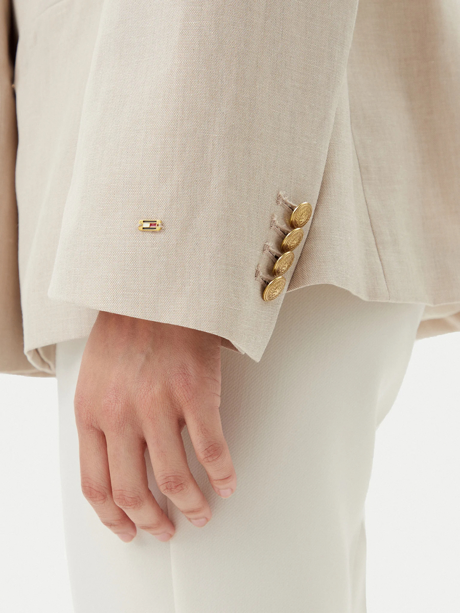 detail Tommy Hilfiger dámske béžové ľanové sako 