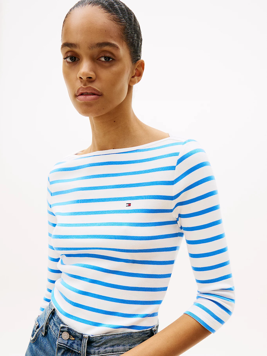 detail Tommy Hilfiger dámske pruhované tričko 