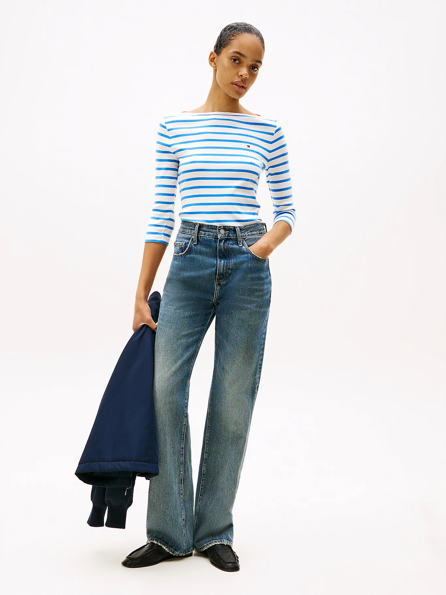 detail Tommy Hilfiger dámske pruhované tričko 