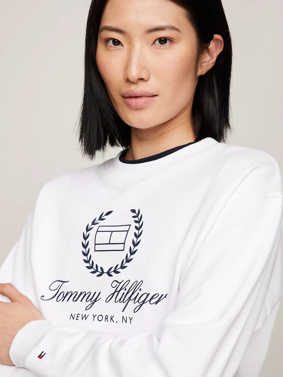 detail Tommy Hilfiger dámska biela mikina 