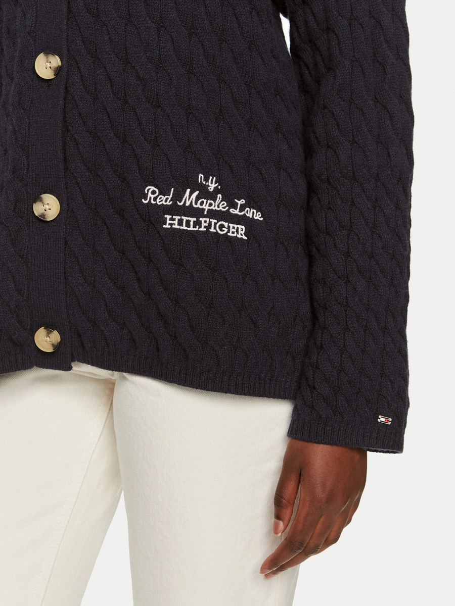detail Tommy Hilfiger dámsky tmavo modrý kardigan 