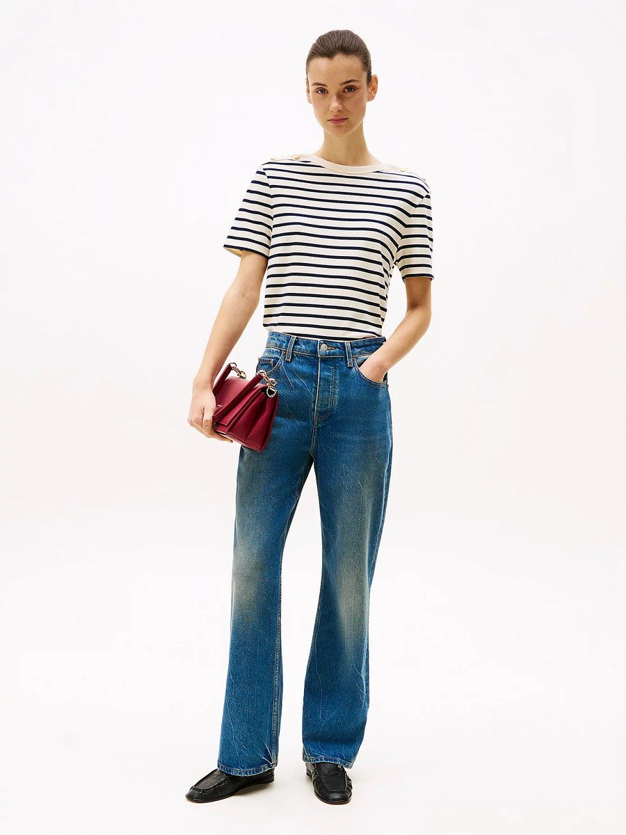 detail Tommy Hilfiger dámske pruhované tričko