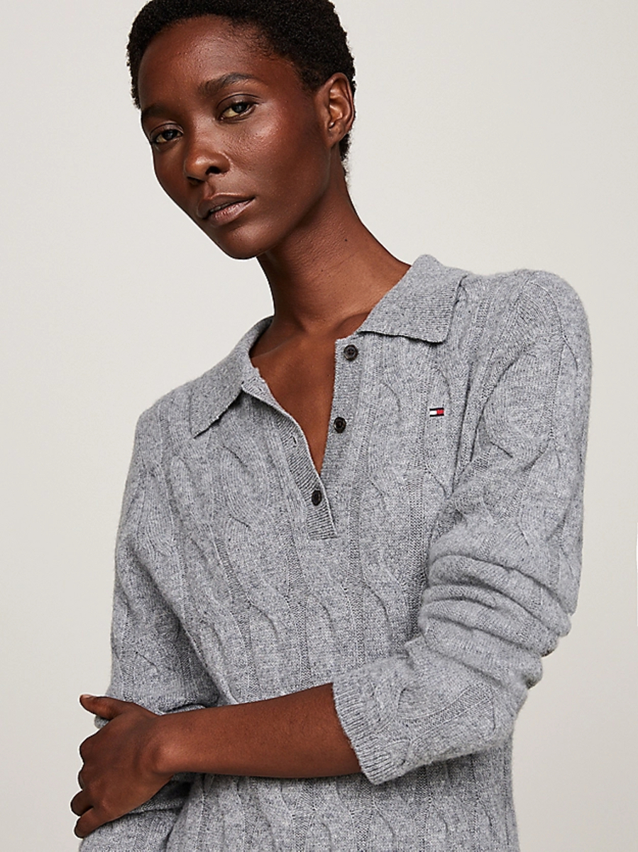 detail Tommy Hilfiger dámske vlnené šaty