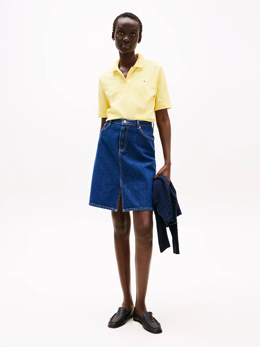 detail Tommy Hilfiger dámske žlté polo tričko