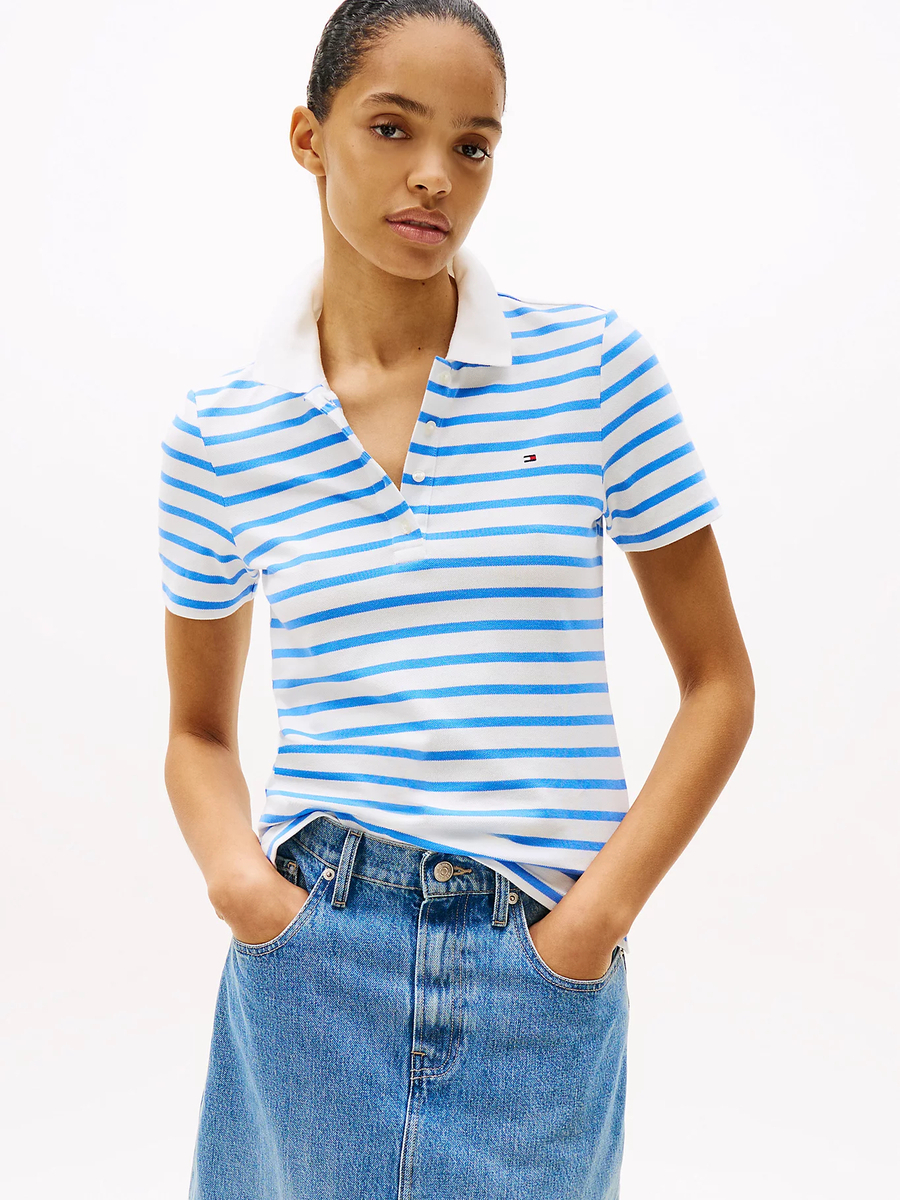 detail Tommy Hilfiger dámske pruhované polo tričko 1985