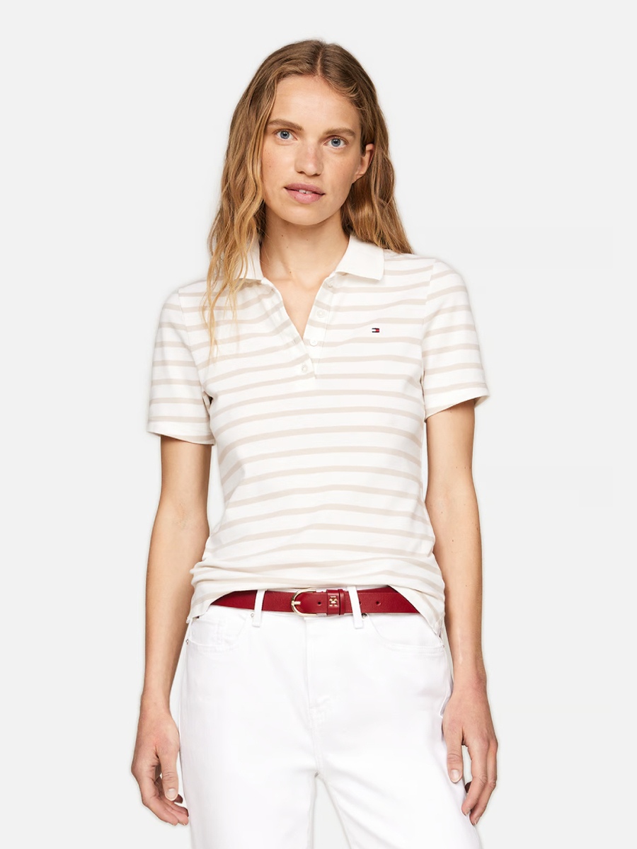 detail Tommy Hilfiger dámske bielo krémové polotričko