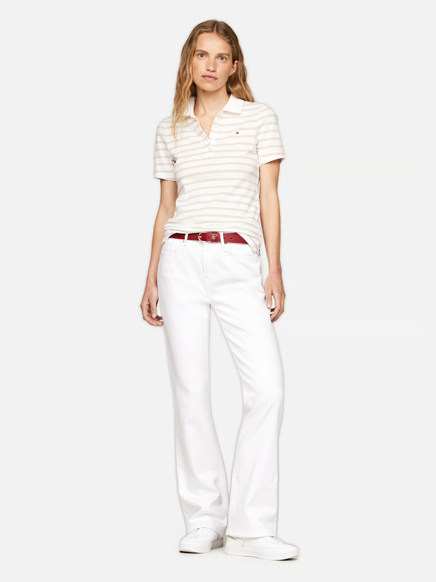 detail Tommy Hilfiger dámske bielo krémové polotričko