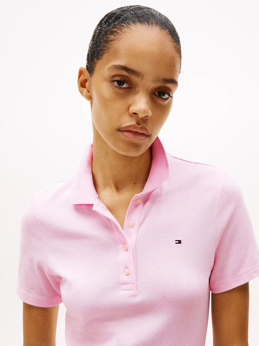 detail Tommy Hilfiger dámske ružové polo šaty 1985