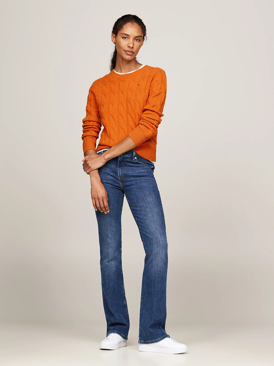 detail Tommy Hilfiger dámsky oranžový sveter