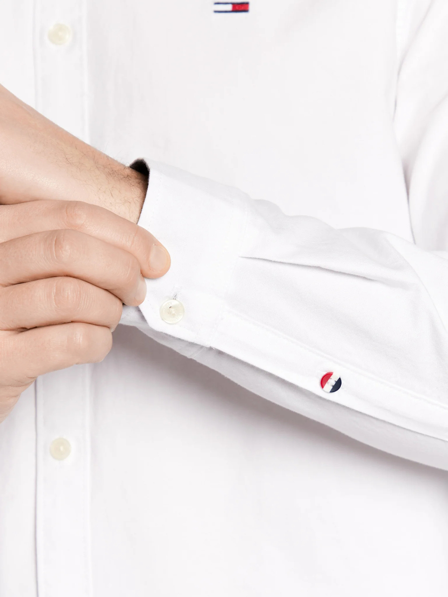 detail Tommy Jeans pánska ružová košeľa