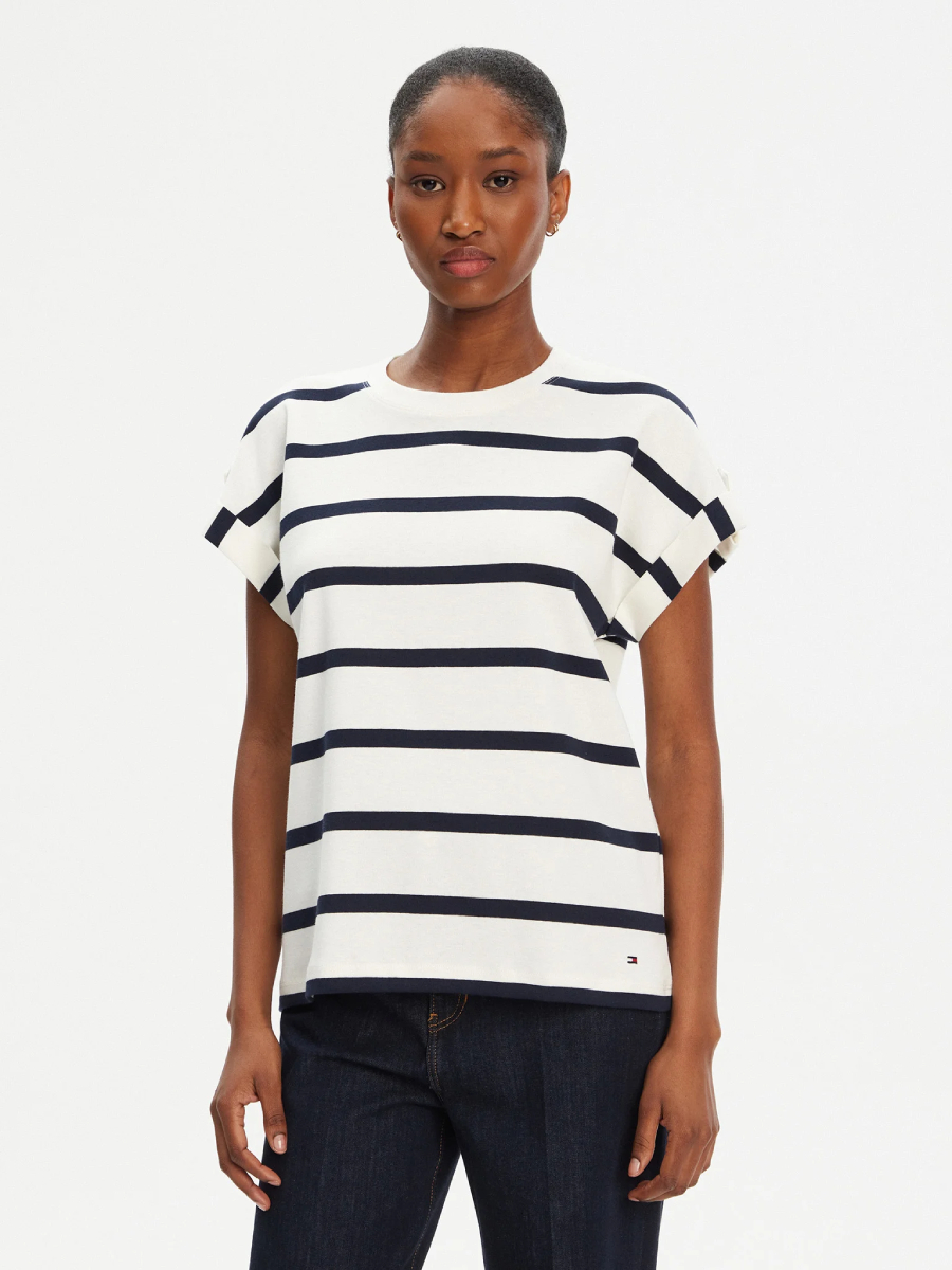 detail Tommy Hilfiger dámske pruhované tričko