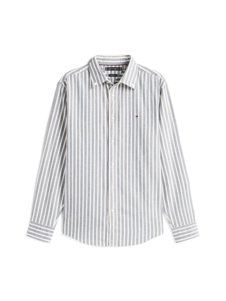 detail Tommy Hilfiger pánska modro krémová košeľa