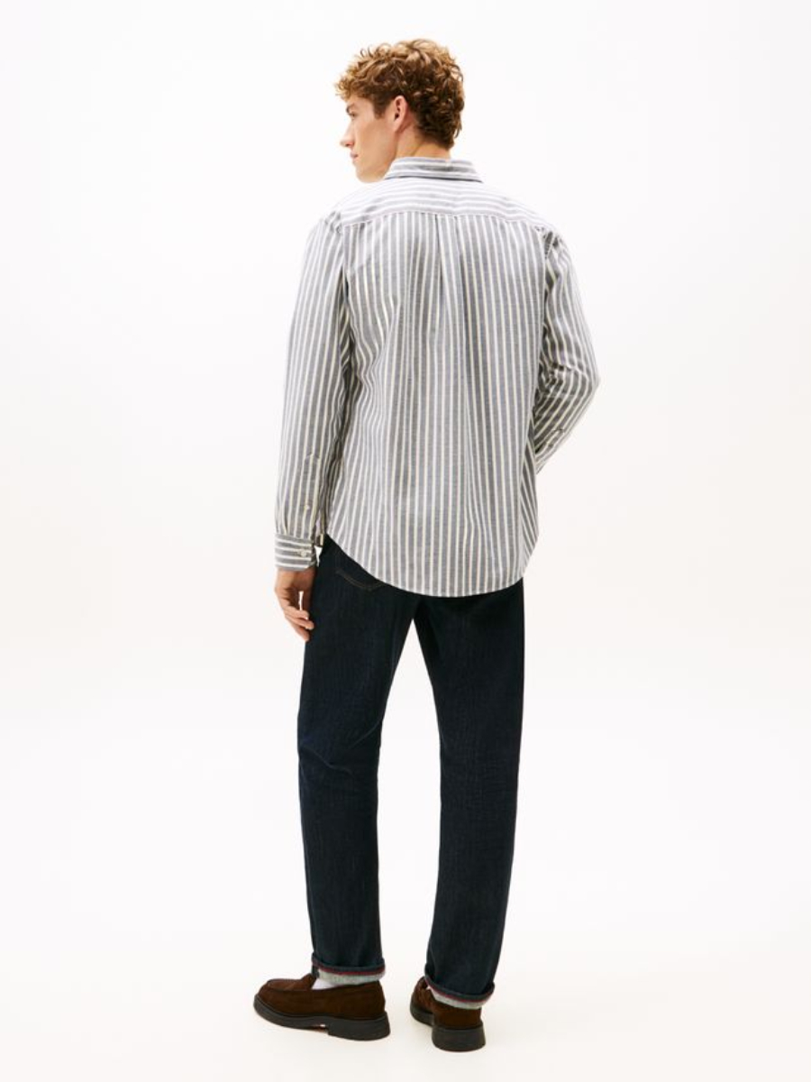 detail Tommy Hilfiger pánska modro krémová košeľa