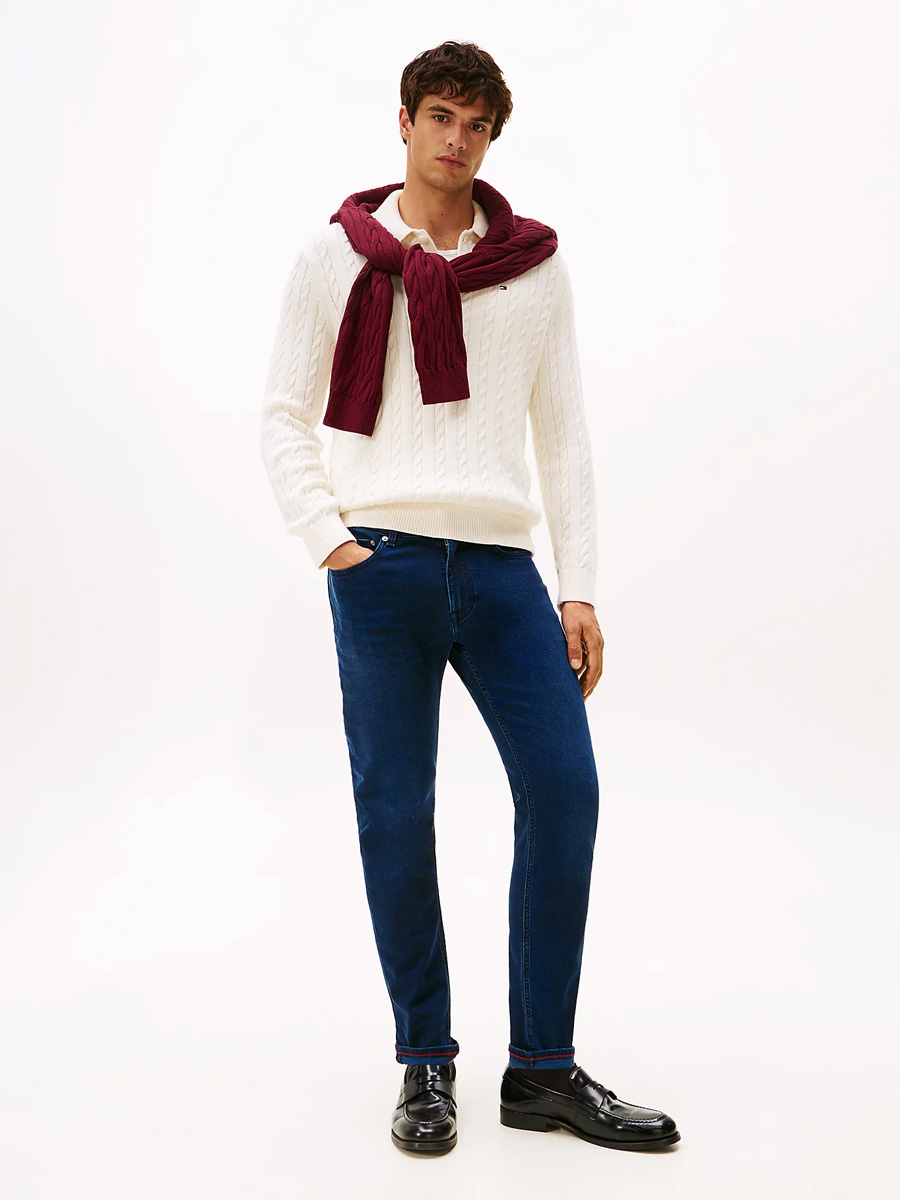 detail Tommy Hilfiger pánske modré džínsy Bleecker