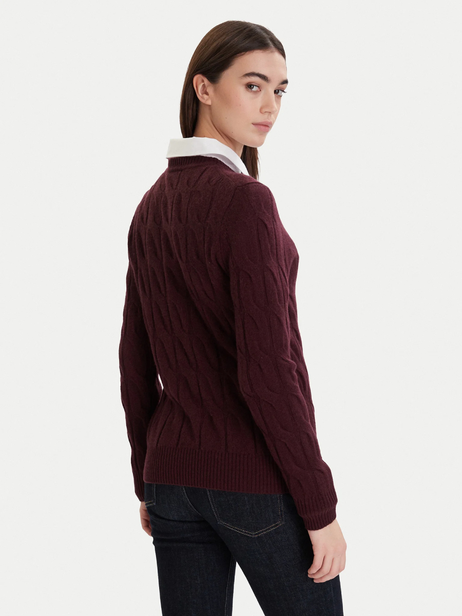 detail Tommy Hilfiger dámsky vínový sveter