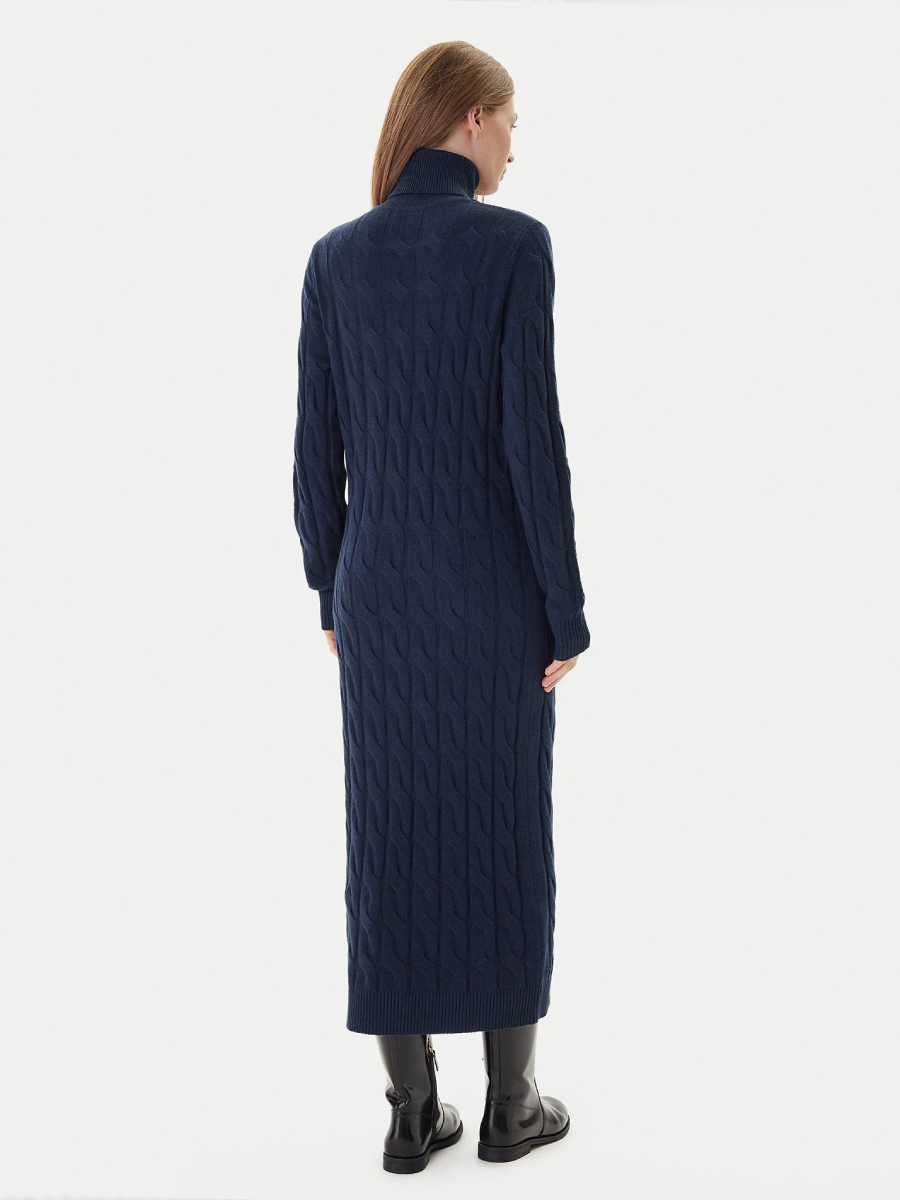 detail Tommy Hilfiger tmavo modré svetrové šaty