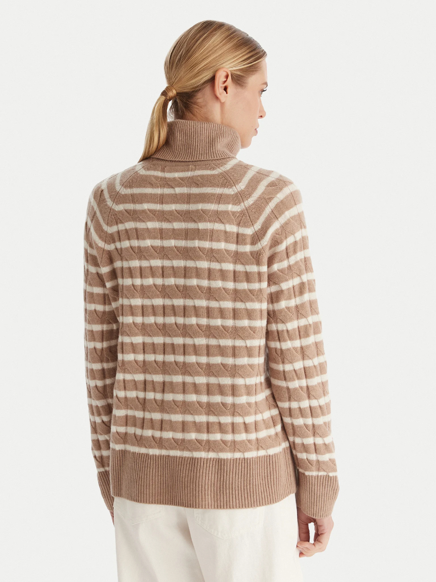 detail Tommy Hilfiger dámsky béžový pruhovaný rolák