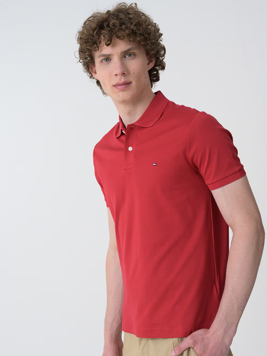 detail Tommy Hilfiger pánske červené polo tričko