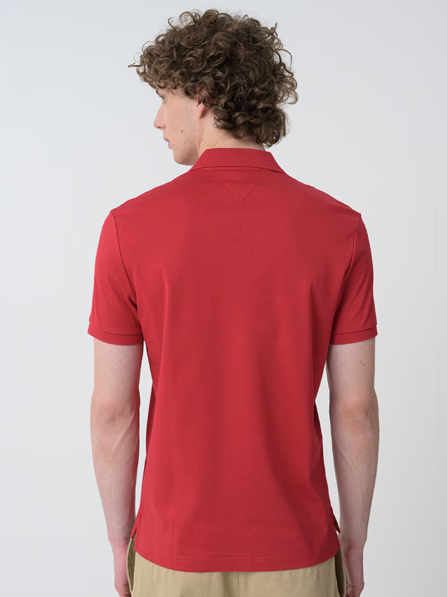 detail Tommy Hilfiger pánske červené polo tričko