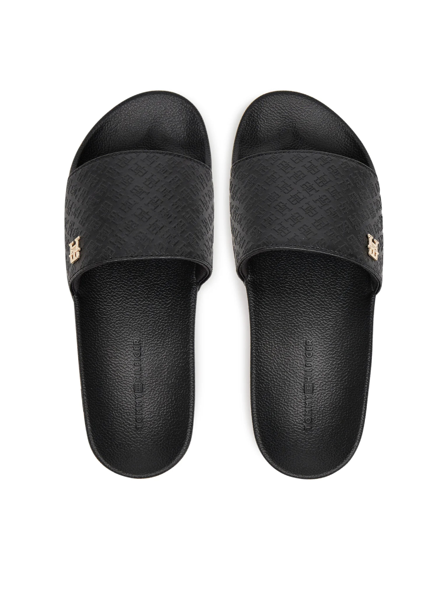 detail Tommy Hilfiger dámske čierne šľapky