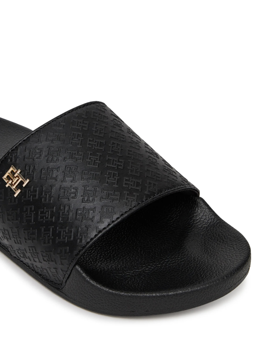 detail Tommy Hilfiger dámske čierne šľapky