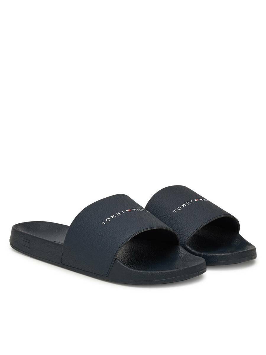 detail Tommy Hilfiger pánske tmavo modré šľapky