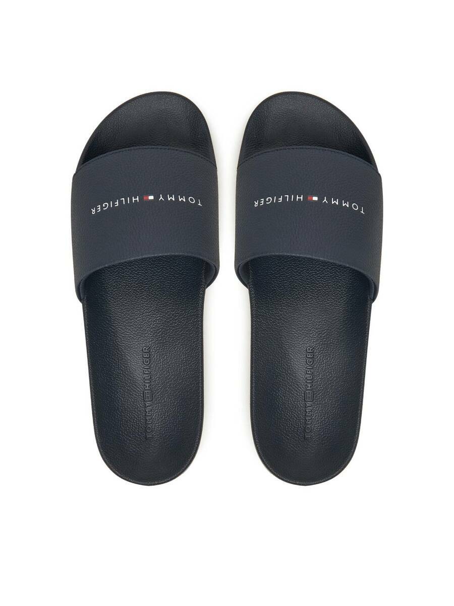 detail Tommy Hilfiger pánske tmavo modré šľapky