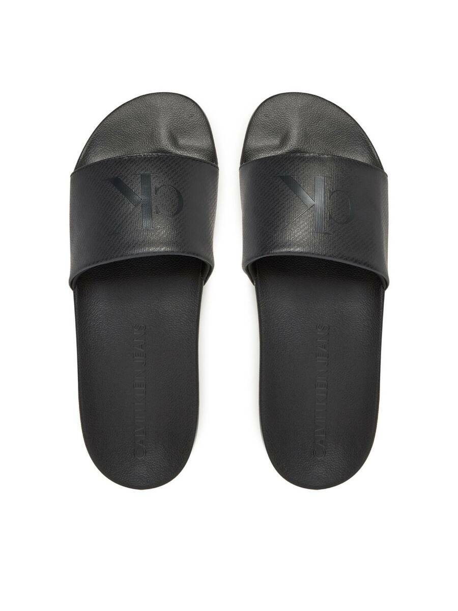 detail Calvin Klein pánske čierne šľapky