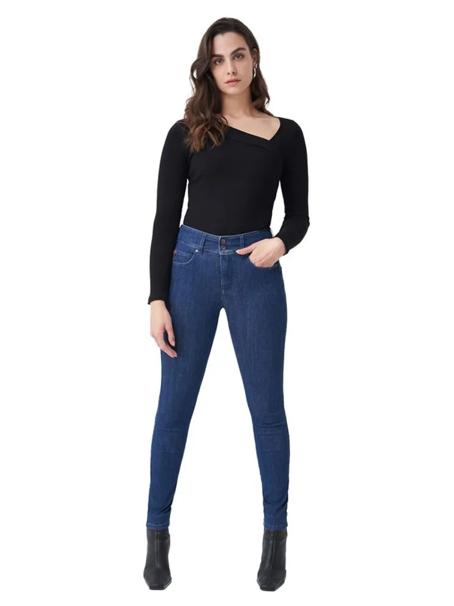 detail Salsa Jeans dámske modré džínsy