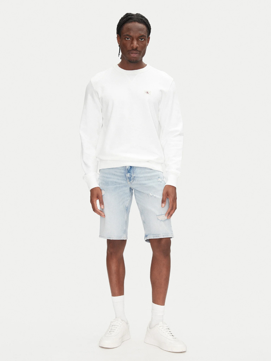 detail Tommy Jeans pánske modré džínsové šortky