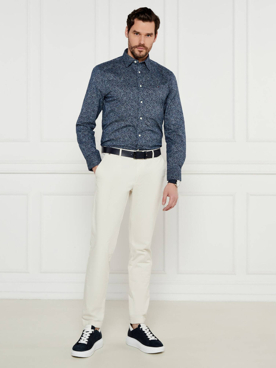 detail Tommy Hilfiger pánska tmavo modrá košeľa