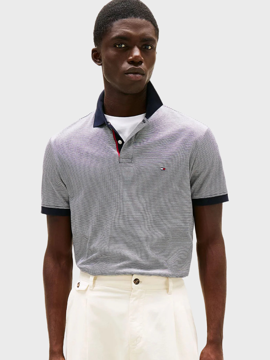 detail Tommy Hilfiger pánske pruhované polo tričko