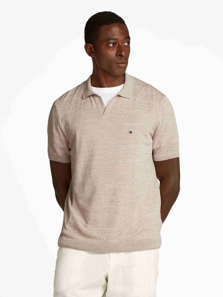 detail Tommy Hilfiger pánske béžové polo tričko