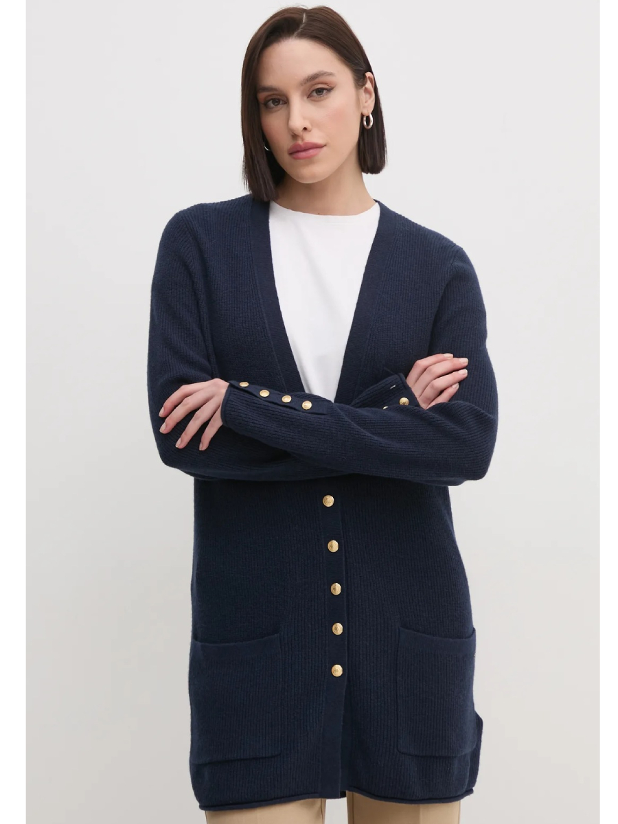 detail Tommy Hilfiger dámsky tmavo modrý kardigan