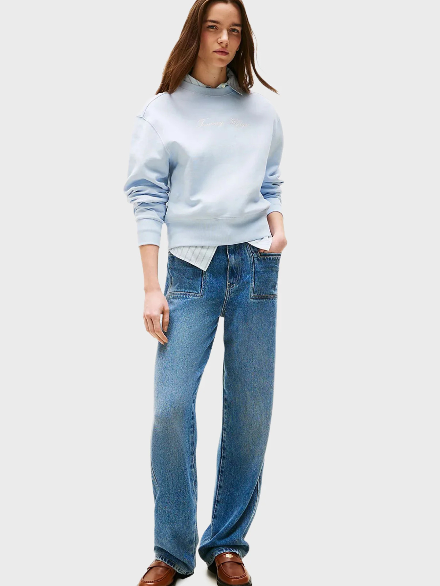detail Tommy Hilfiger dámska svetlo modrá mikina