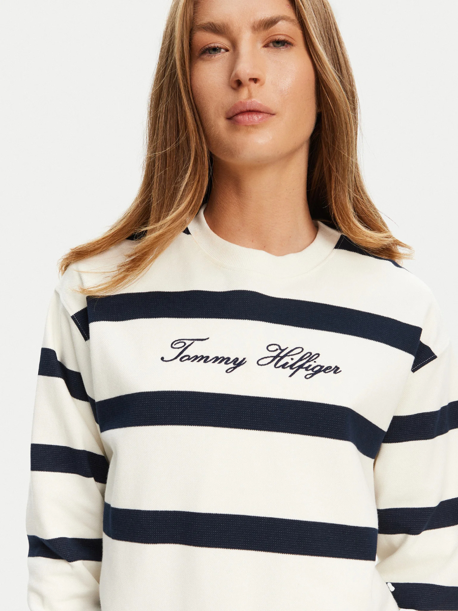 detail Tommy Hilfiger dámska bielo modrá mikina