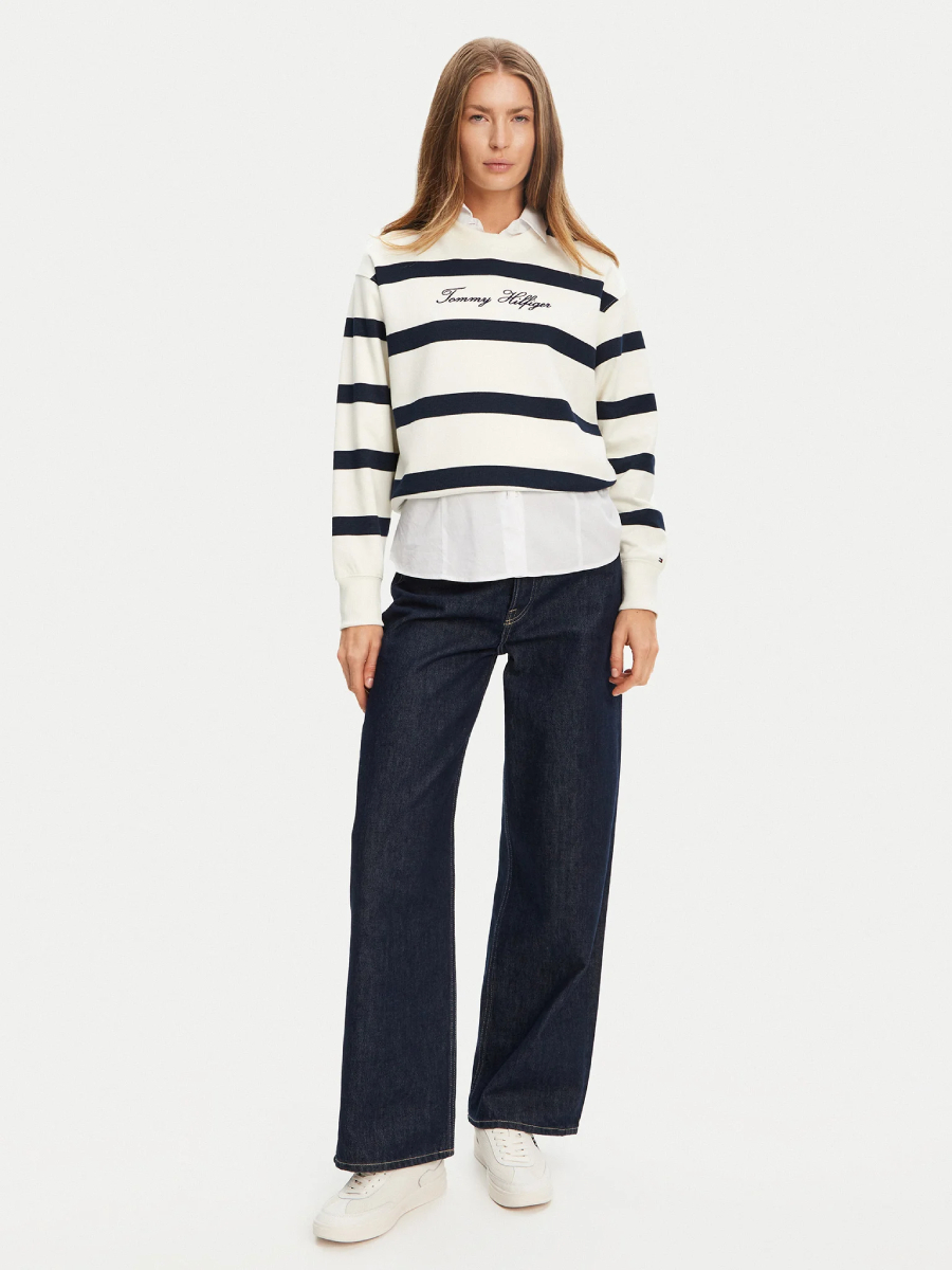 detail Tommy Hilfiger dámska bielo modrá mikina