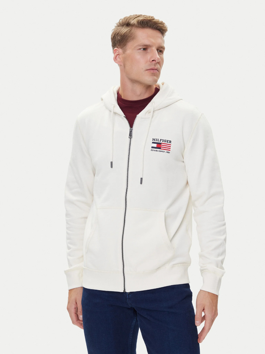 detail Tommy Hilfiger pánska krémová mikina