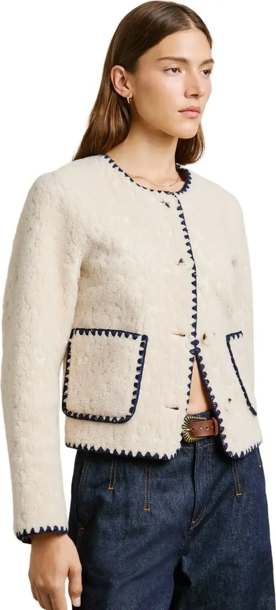 detail Pepe Jeans dámsky krémový ROCCO kabátik